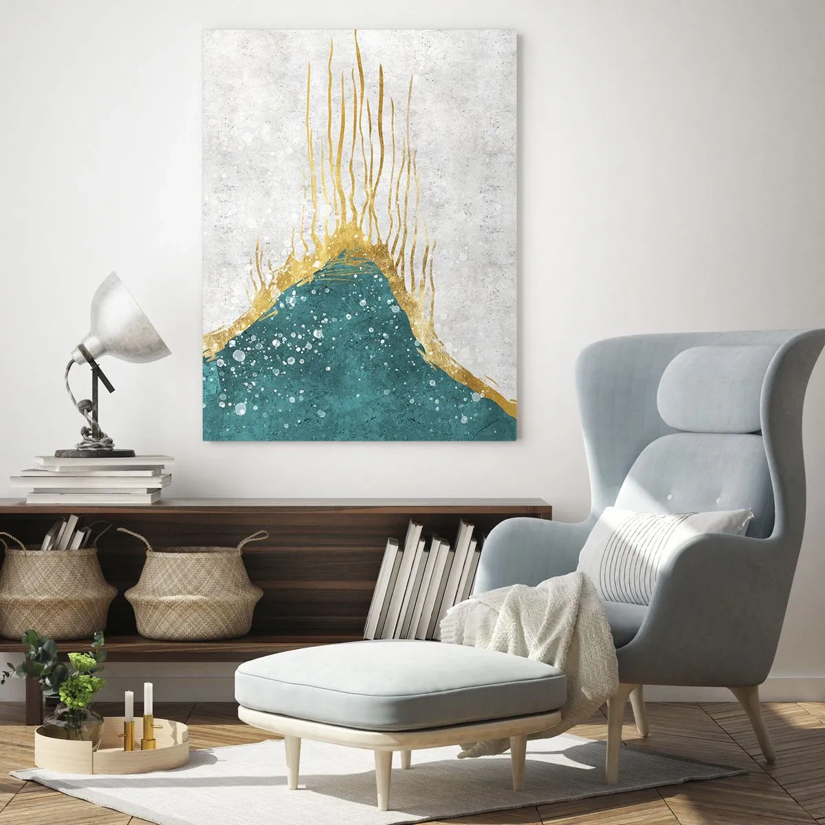 Quadro em vidro - Maré Dourada - 50x70 cm