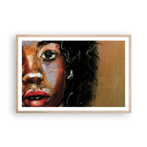 Pôster com moldura de carvalho claro - Preto e brilho - 91x61 cm