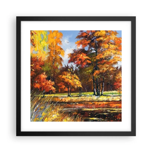 Pôster com moldura preta - Paisagem em ouro e bronze - 40x40 cm