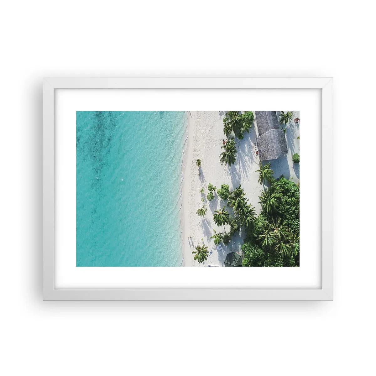 Pôster em moldura branca - Férias no paraíso - 40x30 cm