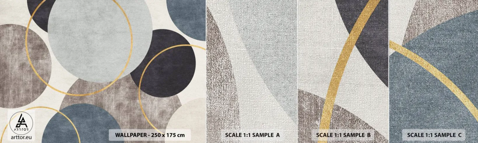 Amostra de papel de parede Premium Canvas - Roda por roda - Distritos, Minimalista, Pedaço - 100x30 cm