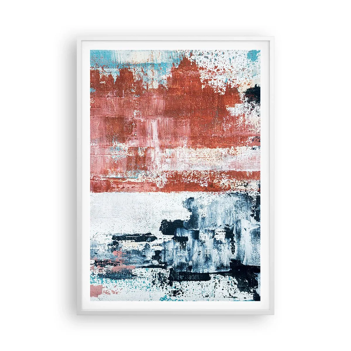 Pôster em moldura branca - Meio a meio abstrato - 70x100 cm