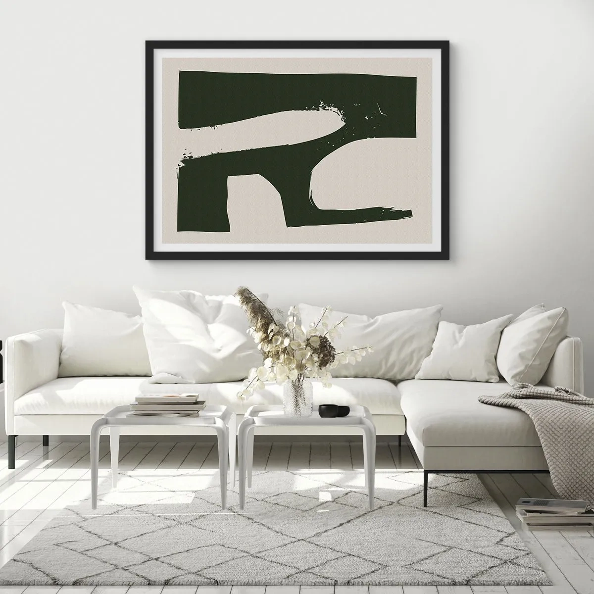 Pôster com moldura preta - Baías de branco - 70x50 cm