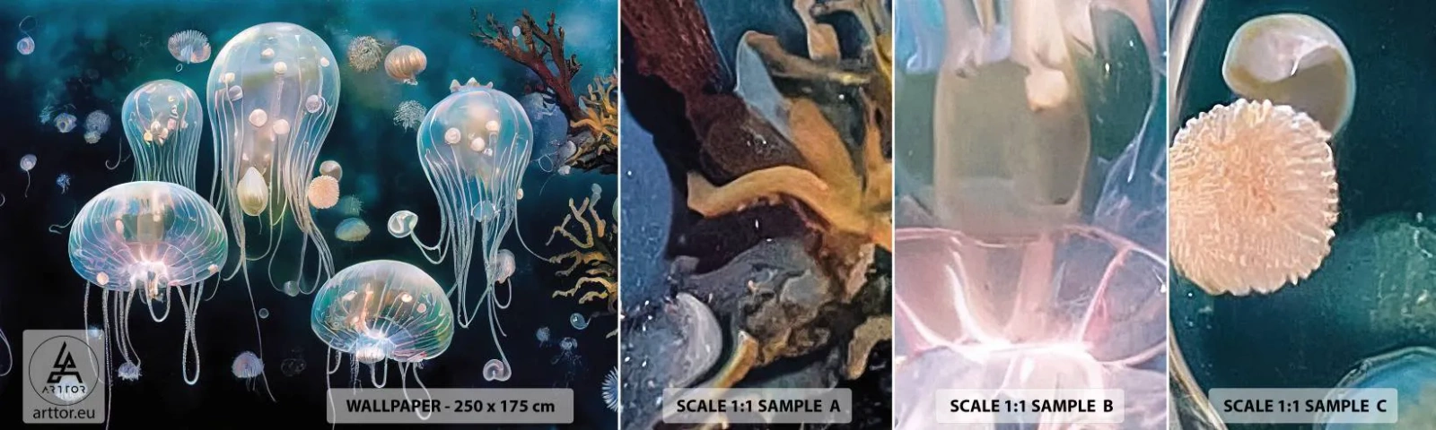 Amostra de Papel de Parede Standard Eco - Bola Subaquática - Medusa, Animais, Profundidades - 100x30 cm