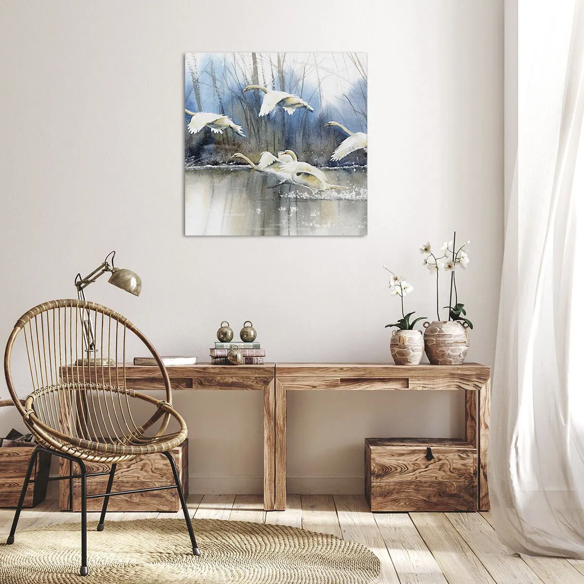 Quadro em tela - Como no conto de fadas sobre cisnes selvagens - 30x30 cm