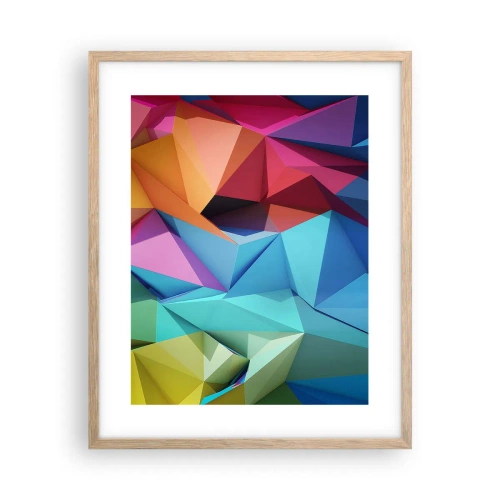 Pôster com moldura de carvalho claro - Arco-íris de origami - 40x50 cm
