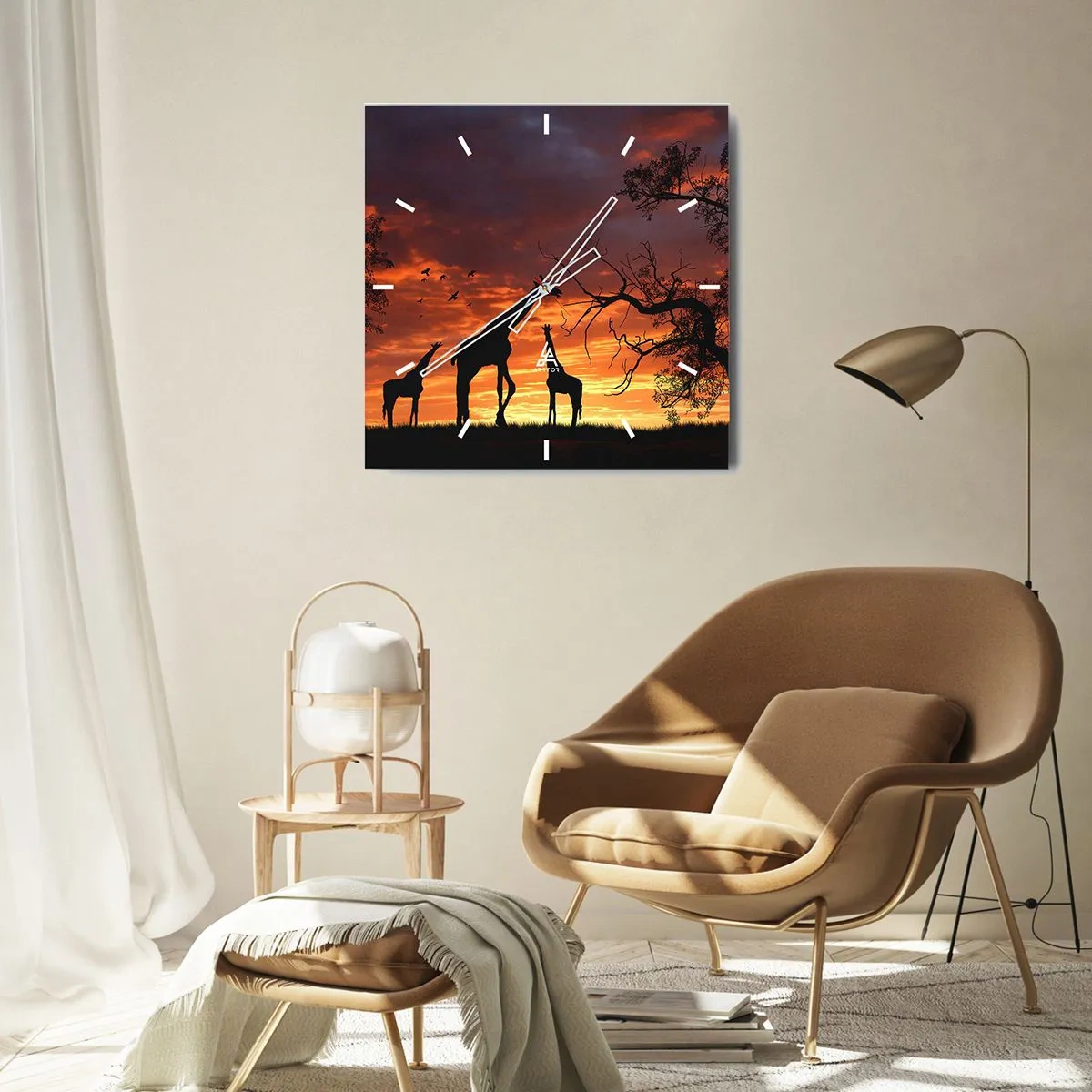 Relógio de parede - Relógio em vidro - Um pequeno jantar com seus entes queridos - 40x40 cm