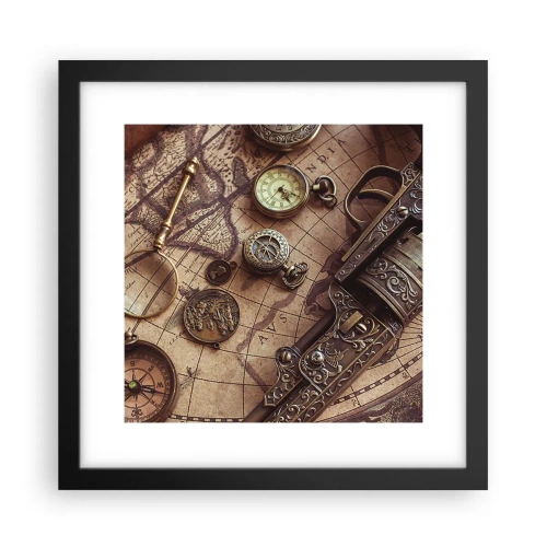 Pôster com moldura preta - A aventura nos chama - 30x30 cm