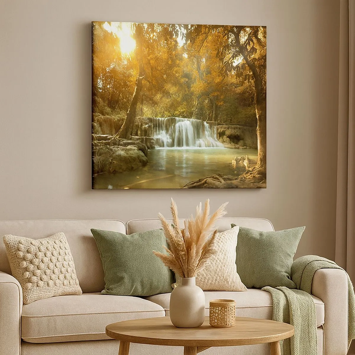 Quadro em tela - A cascata do parque - 30x30 cm