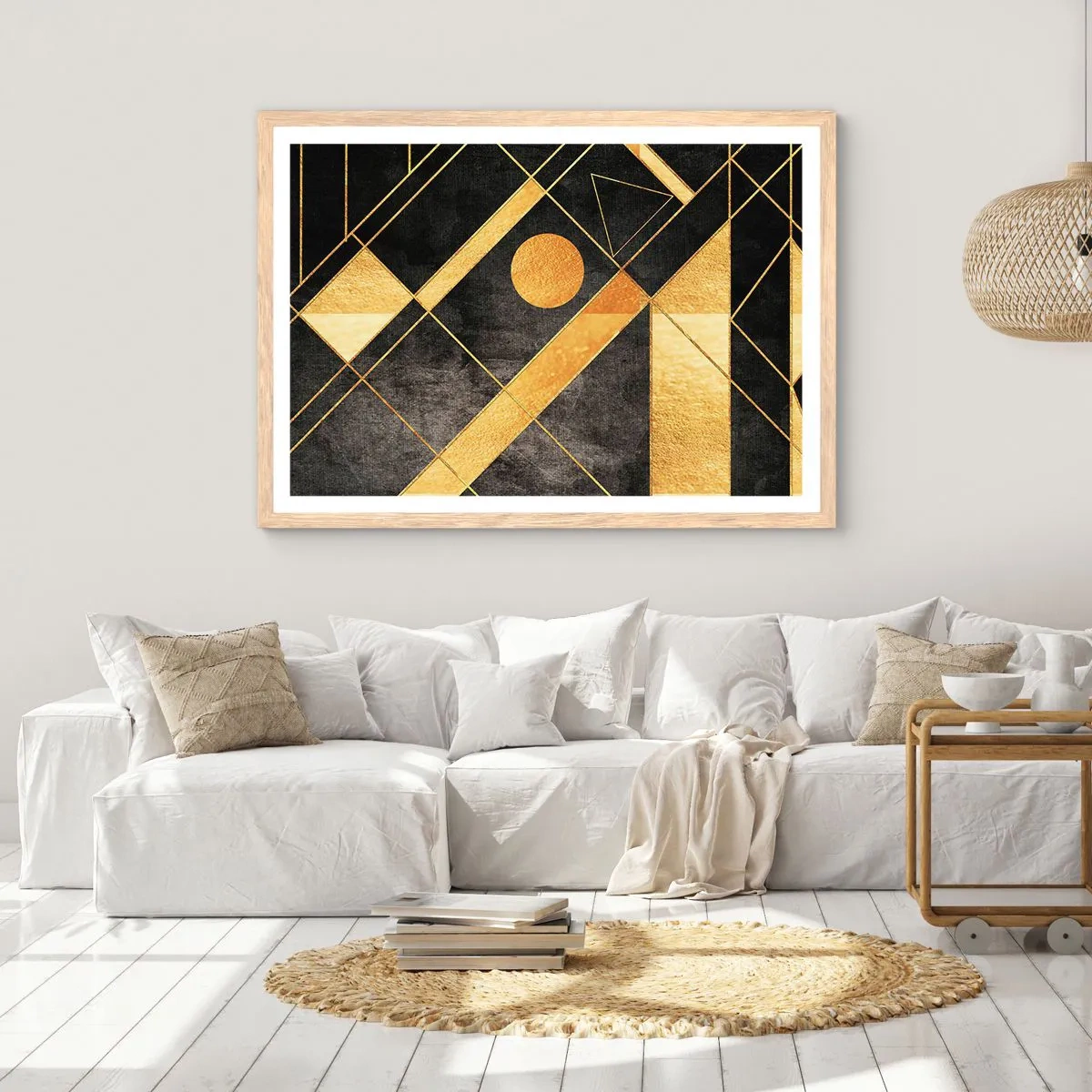 Pôster com moldura de carvalho claro - Sol do Deserto - 40x30 cm