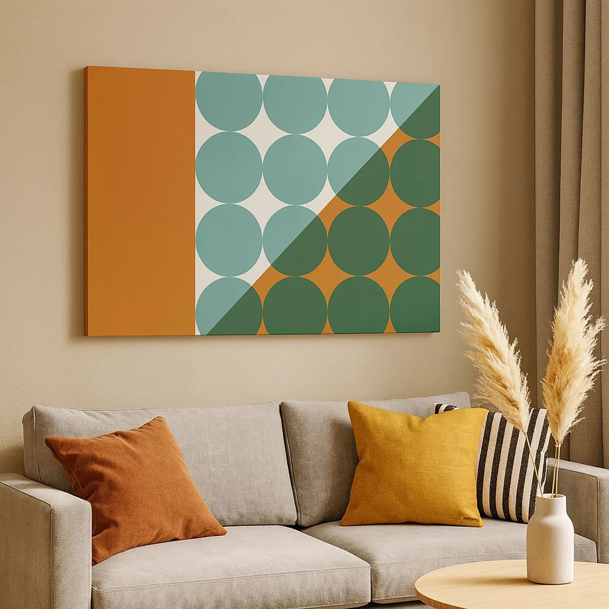 Quadro em tela - Padrões geométricos em cores contrastantes - 70x50cm - Para cima e na diagonal - Decoração de parede moderna para a sala de estar e quarto ARTTOR