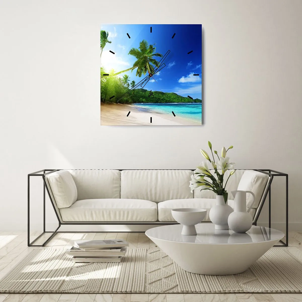 Relógio de parede - Relógio em vidro - Toque suave dos trópicos - 40x40 cm