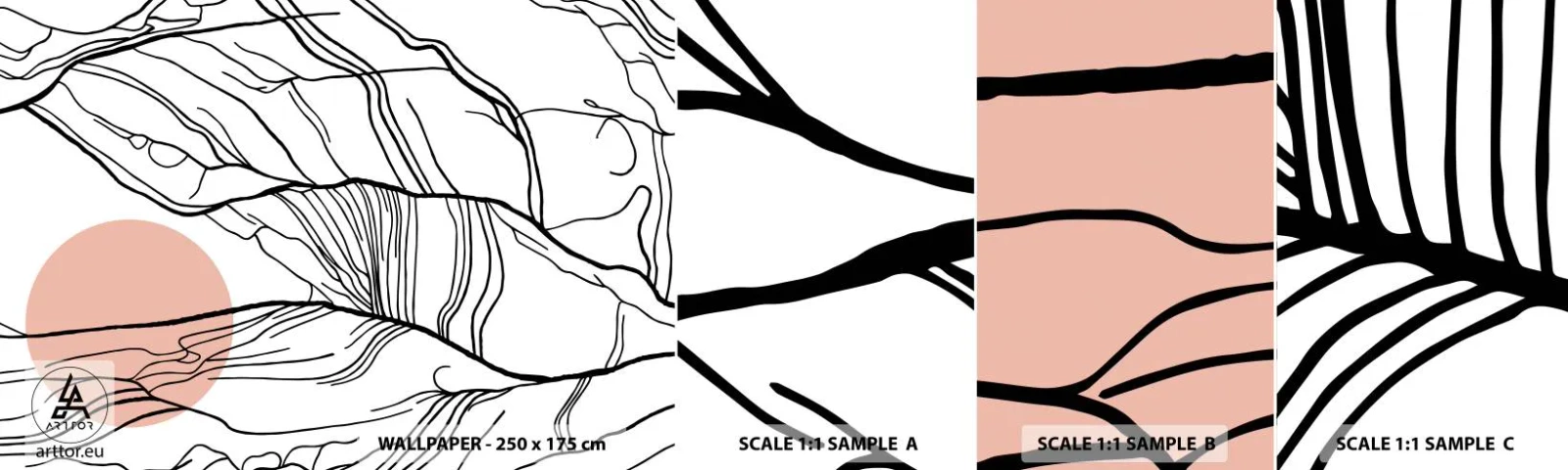 Amostra de papel de parede autocolante Deluxe Sticker - Numa rede de galhos - Abstração, Gráficos, Projeto - 100x30 cm