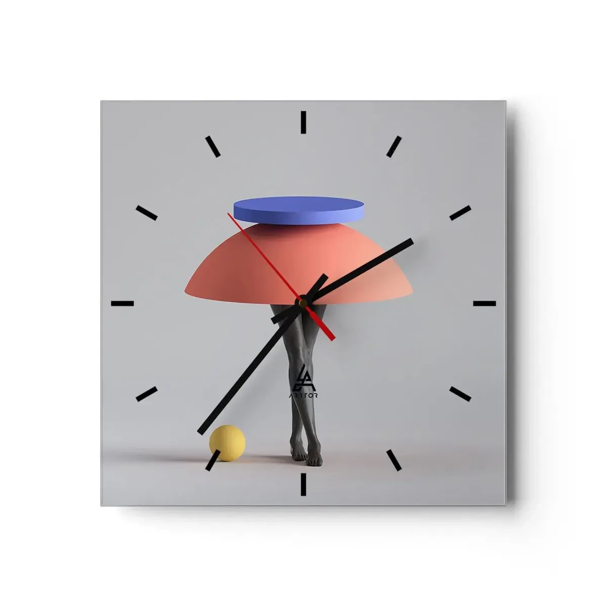 Relógio de parede - Relógio em vidro - Composição surrealista - 30x30 cm