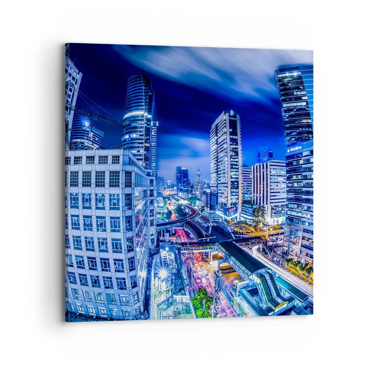 Quadro em tela - Ritmos da cidade noturna - 70x70 cm