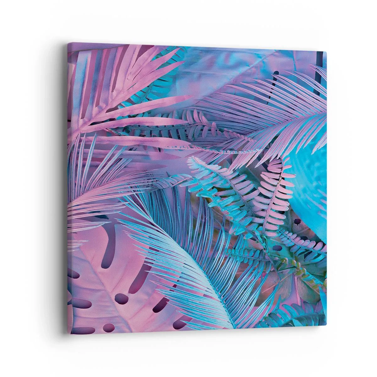 Quadro em tela - Trópicos em rosa e azul - 40x40 cm