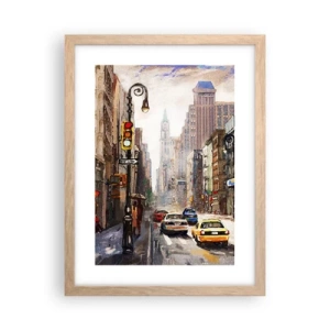 Pôster com moldura de carvalho claro - Nova York – colorida também na chuva  - 30x40 cm