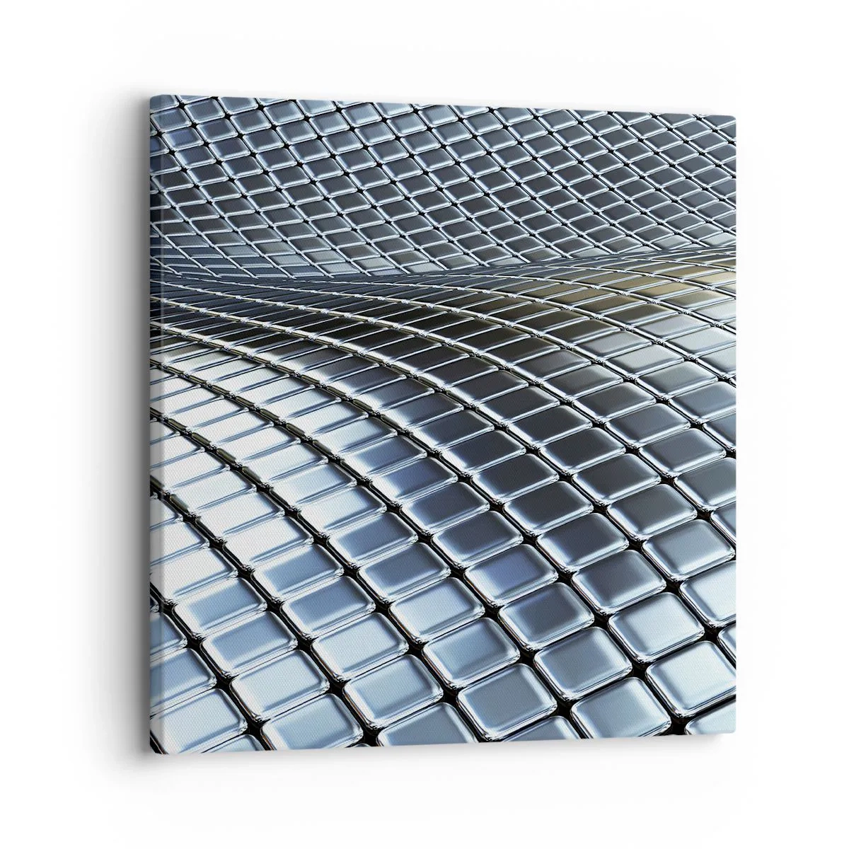 Quadro em tela - Onda de prata metálica - 30x30 cm