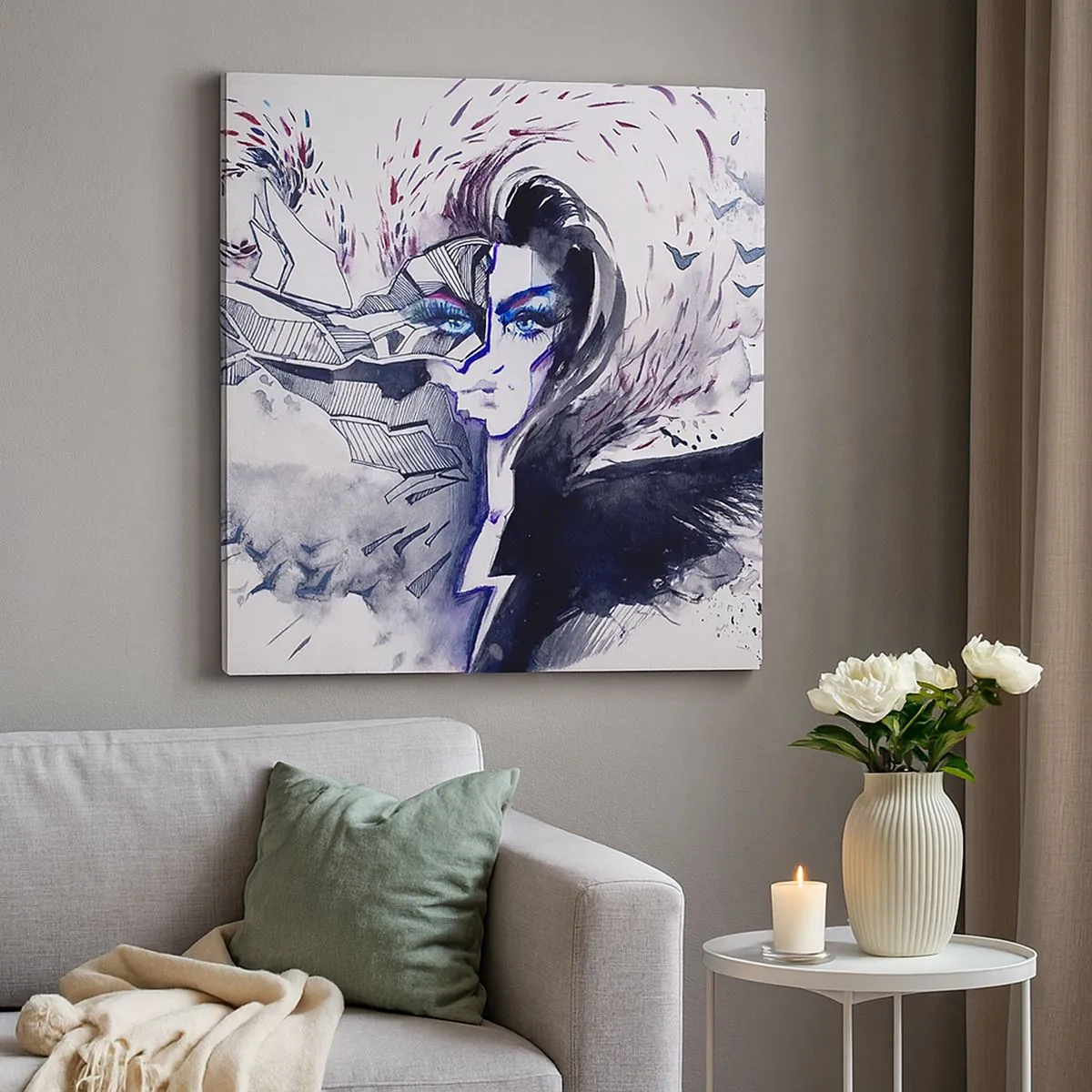 Quadro em tela - Demoníaca e linda - 30x30 cm