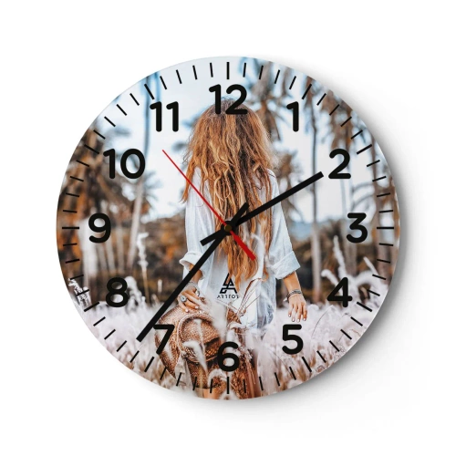 Relógio de parede - Relógio em vidro - Nascida da maciez da relva - 40x40 cm