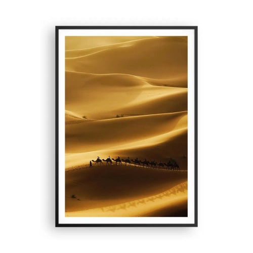 Pôster com moldura preta - Caravana nas ondas do deserto - 70x100 cm