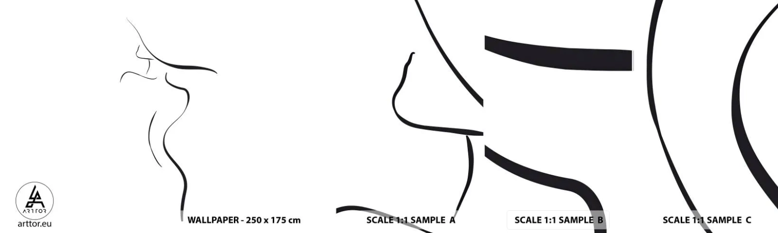 Amostra de Papel de Parede Standard Eco - Elusiva como uma onda - Abstração, Corpo de mulher, Mulher de chapéu - 100x30 cm