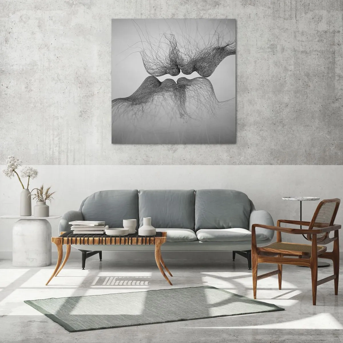 Quadro em vidro - O beijo do vento - 70x70 cm