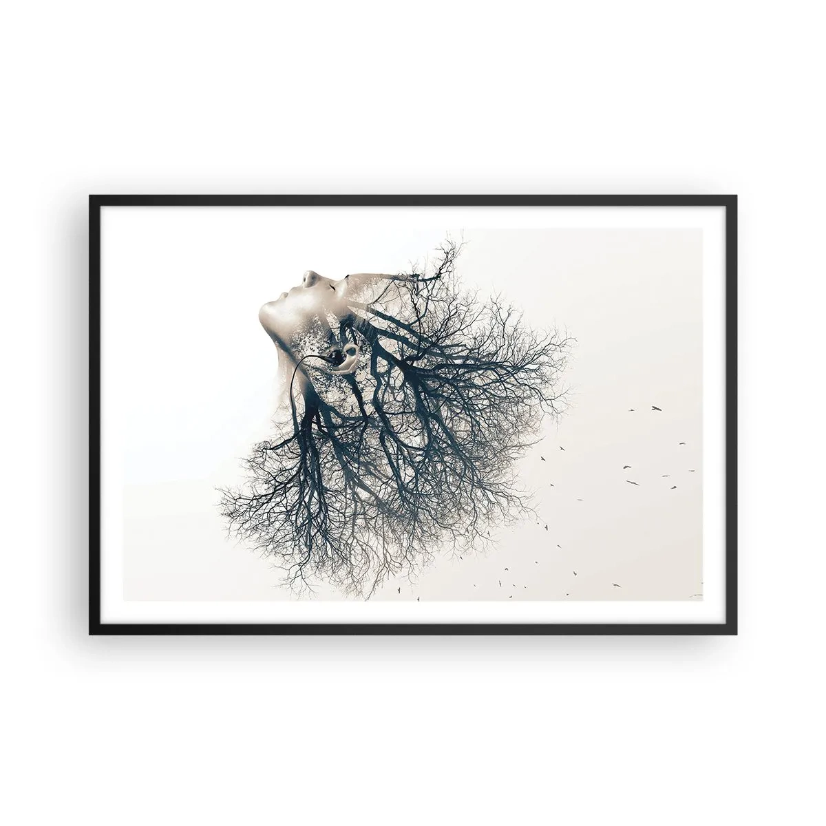 Pôster com moldura preta - Ouvir o sussurro da árvore - 91x61 cm