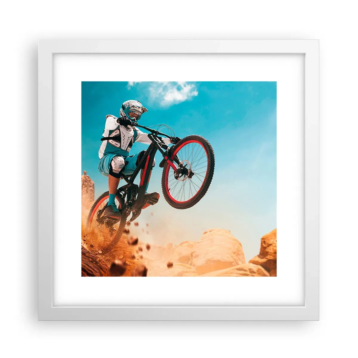 Pôster em moldura branca - Loucura demoníaca da bicicleta - 30x30 cm