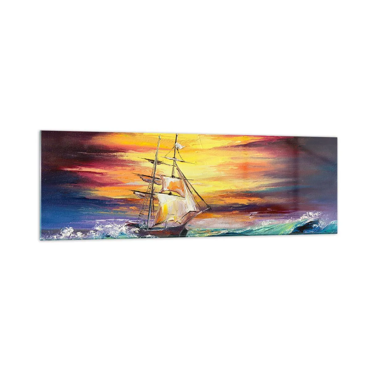 Quadro em vidro - Corajosamente contra as ondas - 160x50 cm
