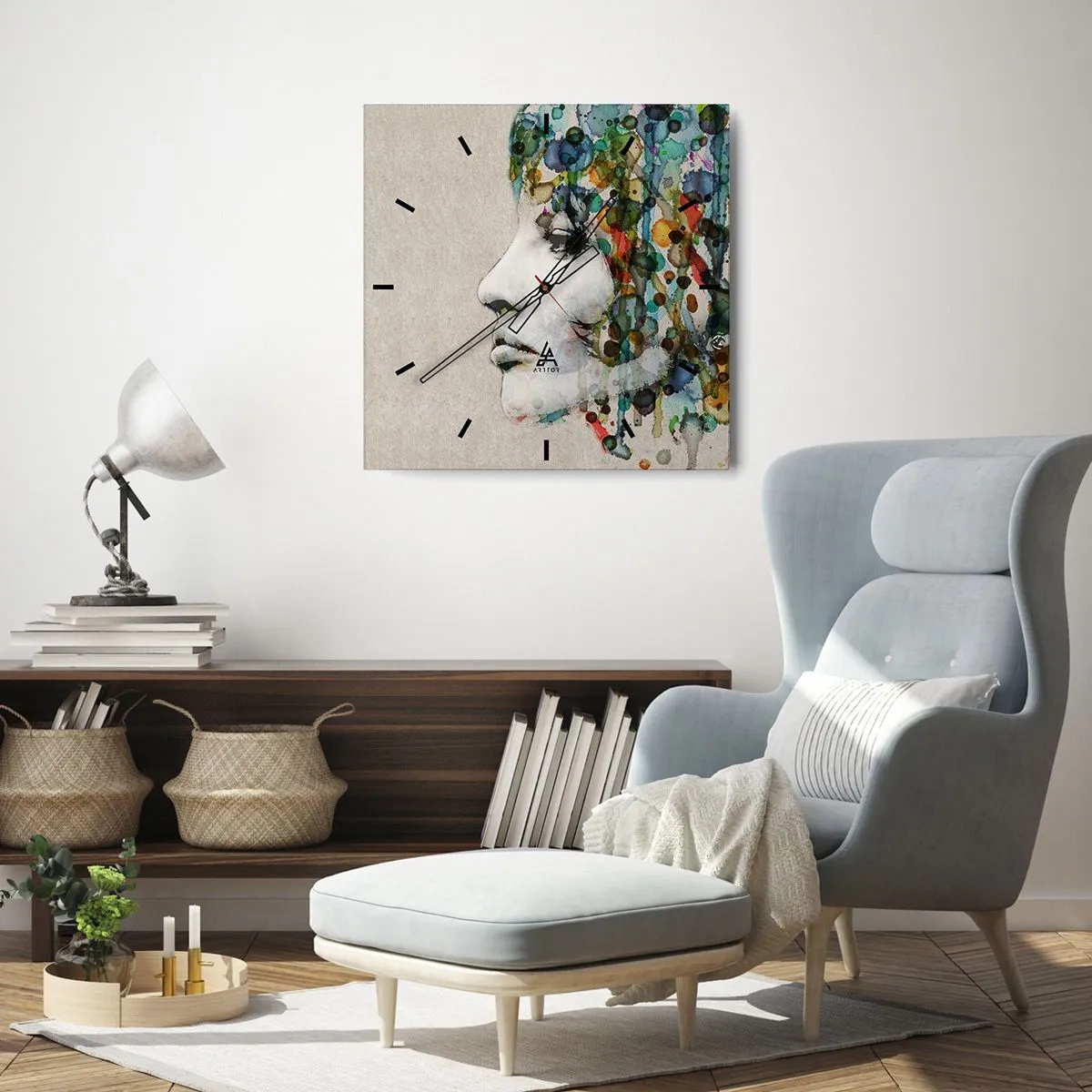 Relógio de parede - Relógio em vidro - Emergida das cinzas - 30x30 cm