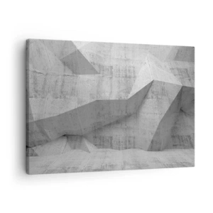 Quadro em tela - Formas geométricas de concreto em cinza - 70x50cm - Um verdadeiro desafio - Decoração de parede moderna para a sala de estar e quarto ARTTOR