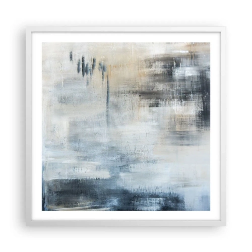 Pôster em moldura branca - Atrás da cortina azul - 60x60 cm