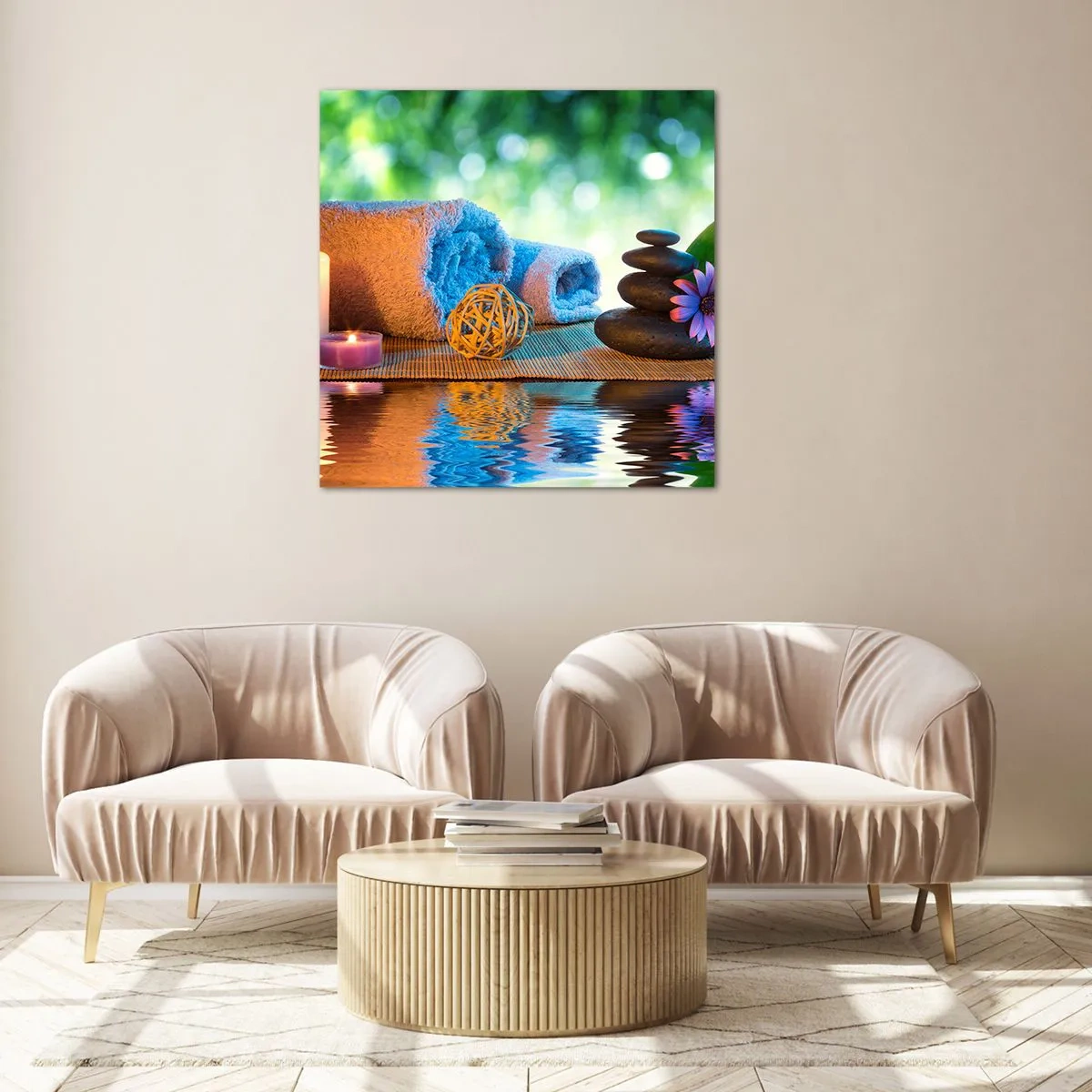 Quadro em vidro - Tempo para o corpo - 70x70 cm