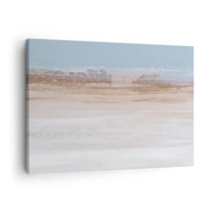 Quadro em tela - Uma paisagem sutil em tons pastéis de azul e bege - 70x50cm - Paisagem ambígua - Decoração de parede moderna para a sala de estar e quarto ARTTOR