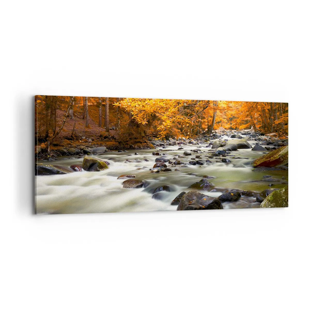 Quadro em tela - Um riacho na floresta dourada - 120x50 cm