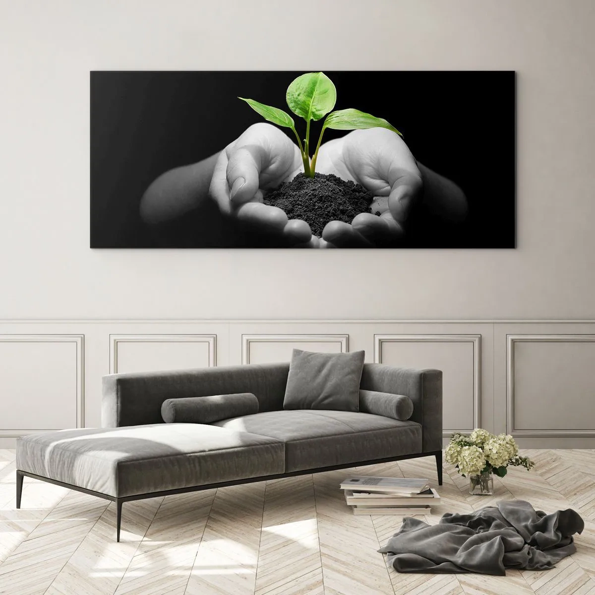 Quadro em vidro - Eu amo a natureza, eu a protejo - 100x40 cm