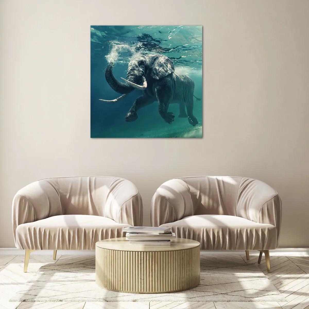 Quadro em vidro - Todo mundo gosta de nadar - 70x70 cm