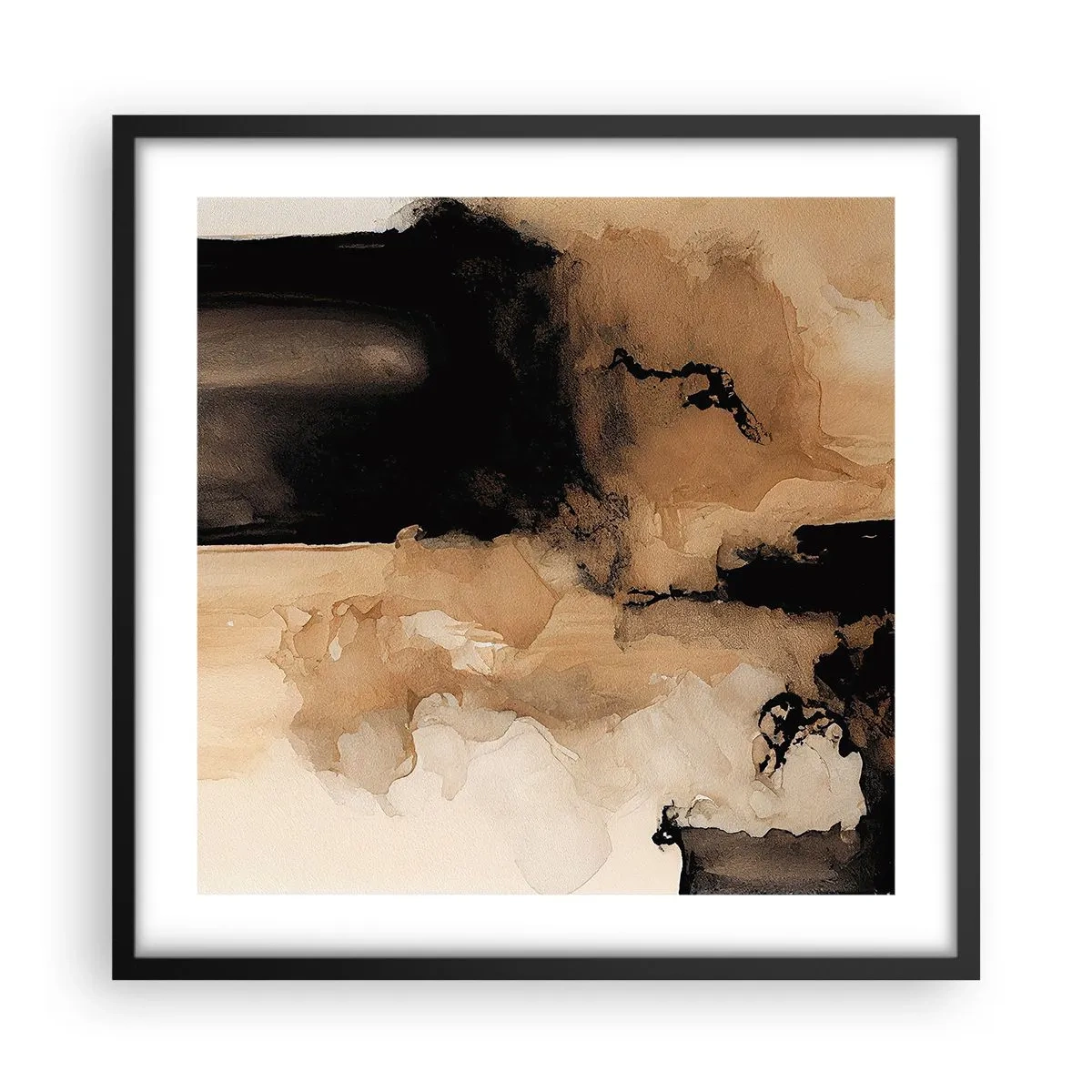 Pôster com moldura preta - Abstração intrigante - 50x50 cm