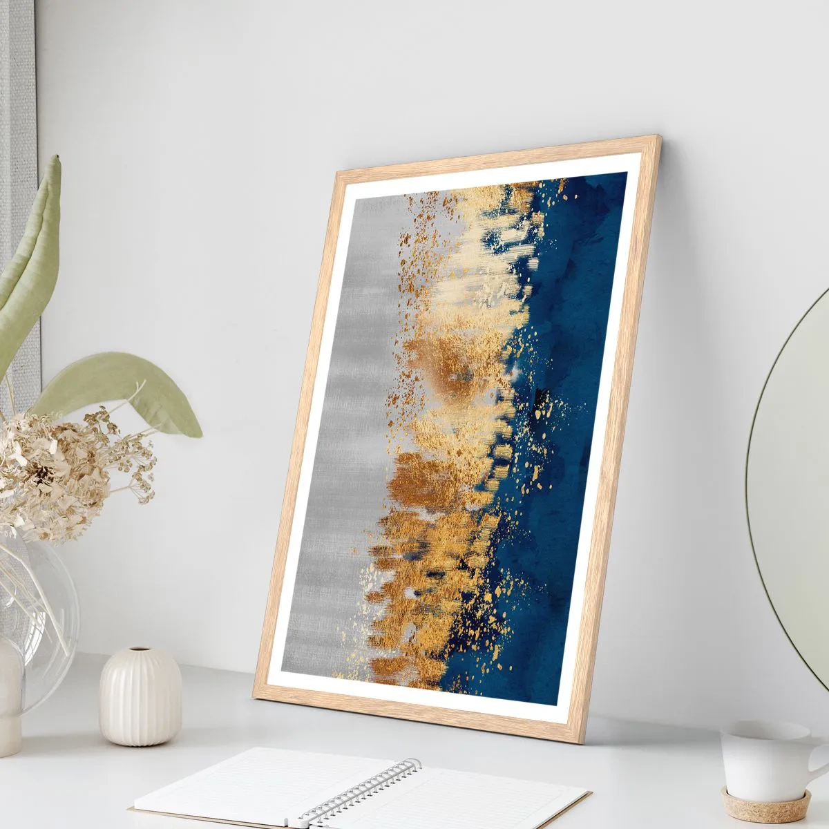 Pôster com moldura de carvalho claro - Uma composição moderna com brilho - 50x70 cm