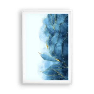 Pôster em moldura branca - Azul dourado - 61x91 cm