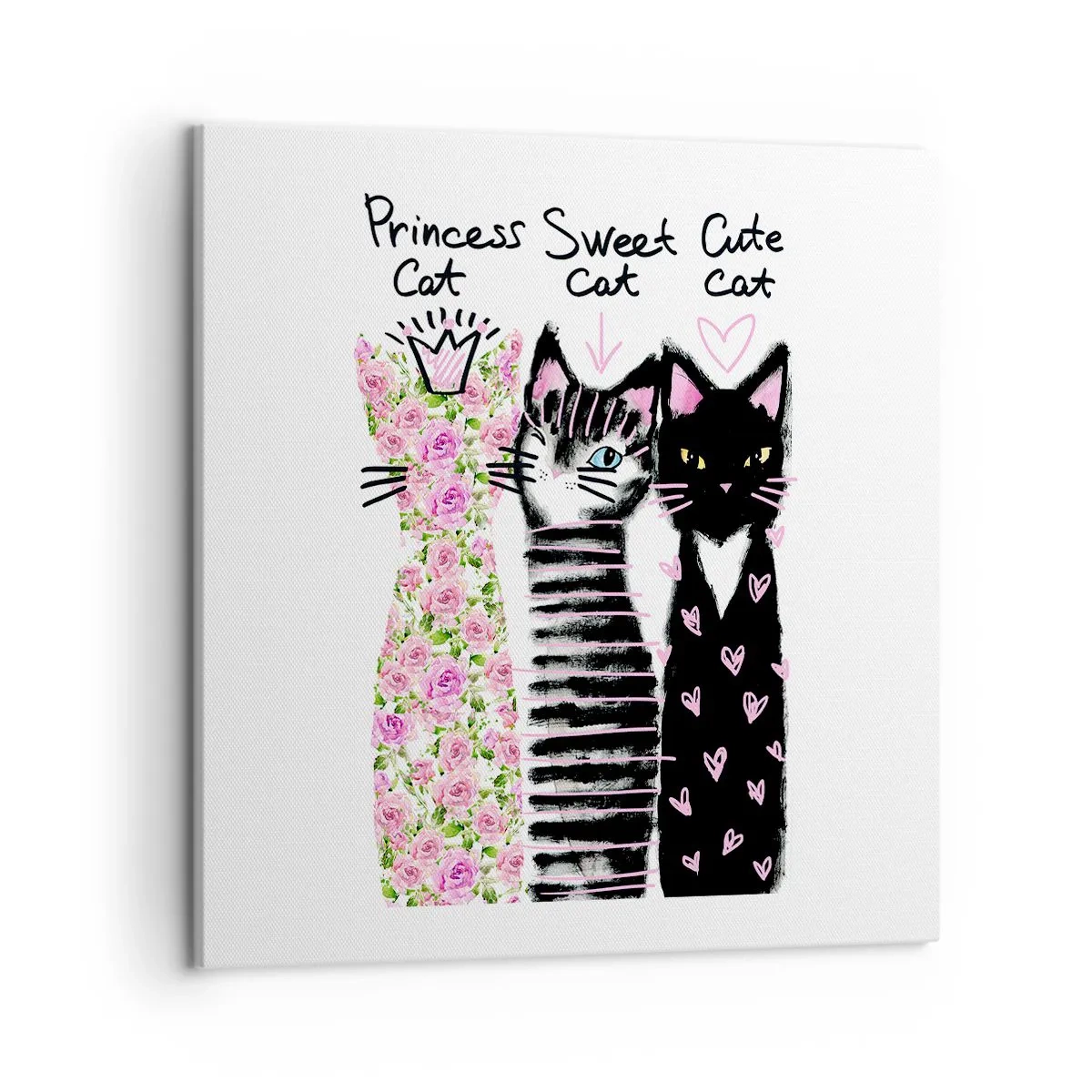 Quadro em tela - Os três gatos - 50x50 cm