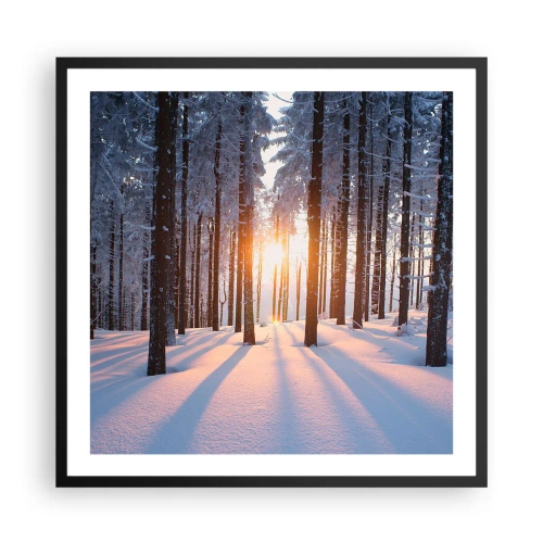 Pôster com moldura preta - Preto no branco - 60x60 cm