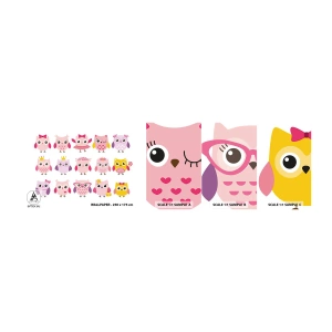 Amostra de Papel de Parede Standard Eco - Um mais doce que o outro - Pássaros, Coruja, Para crianças - 100x30 cm
