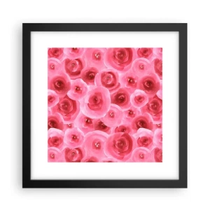 Pôster com moldura preta - Rosas acima e abaixo - 30x30 cm