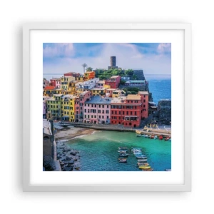 Pôster em moldura branca - Cidade mágica mediterrânea - 40x40 cm