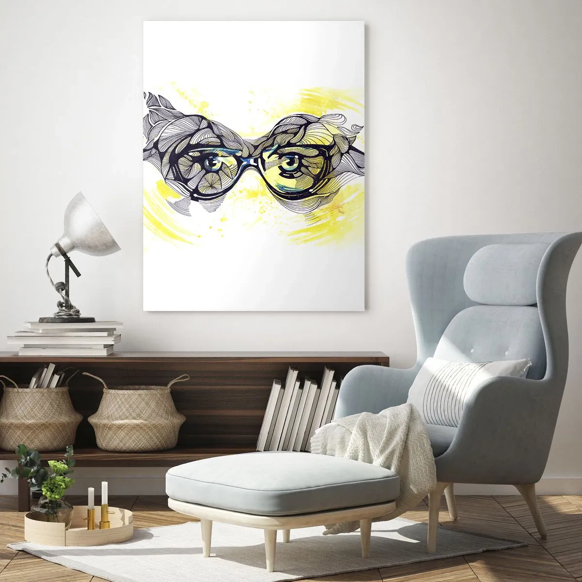Quadro em vidro - Através de óculos azuis - 50x70 cm