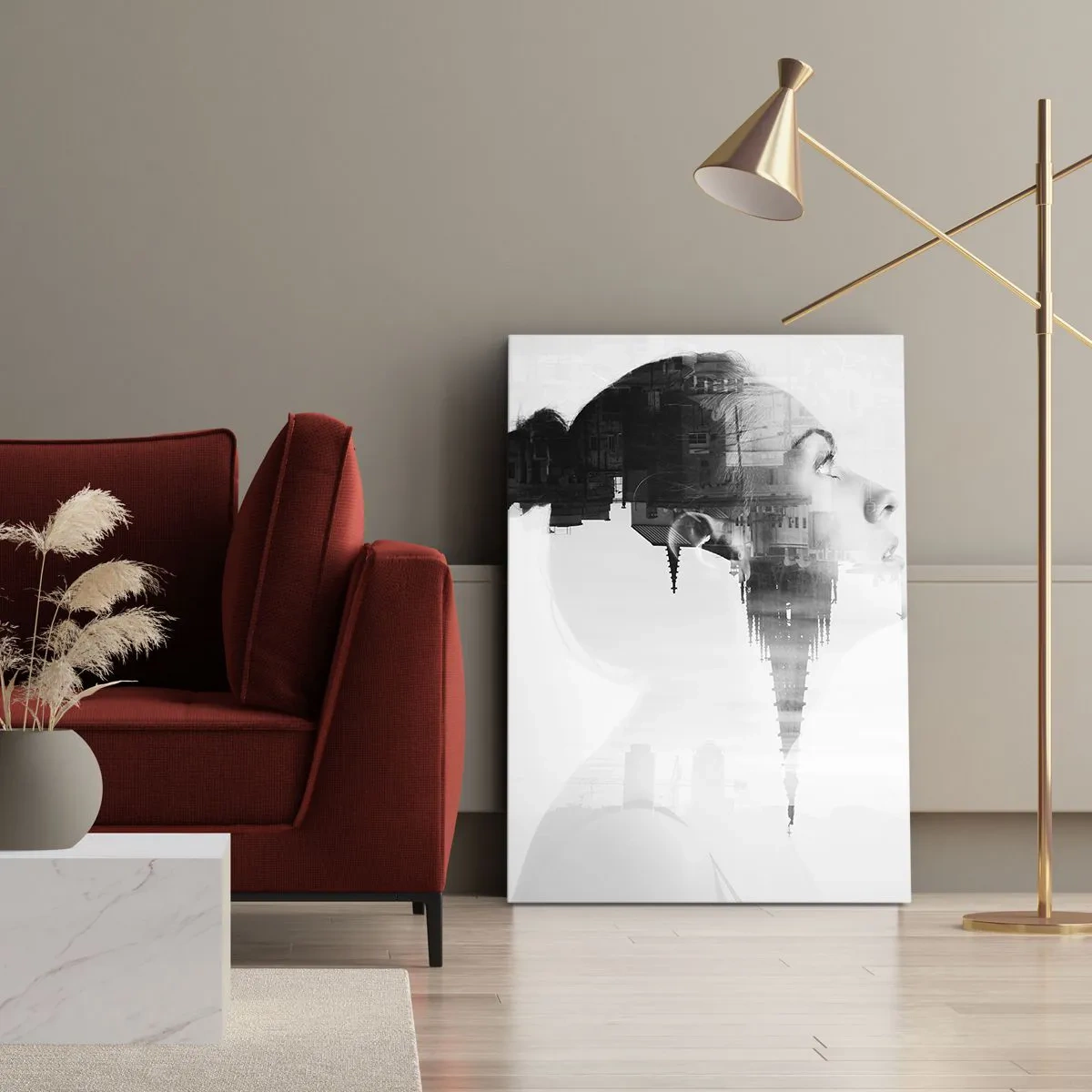 Quadro em tela - Em ambos os lados do vidro - 45x80 cm