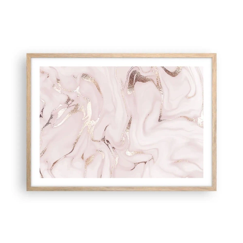 Pôster com moldura de carvalho claro - Num lenço cor-de-rosa - 70x50 cm
