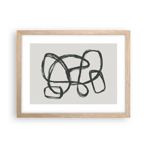 Pôster com moldura de carvalho claro - Abstração em loop - 40x30 cm